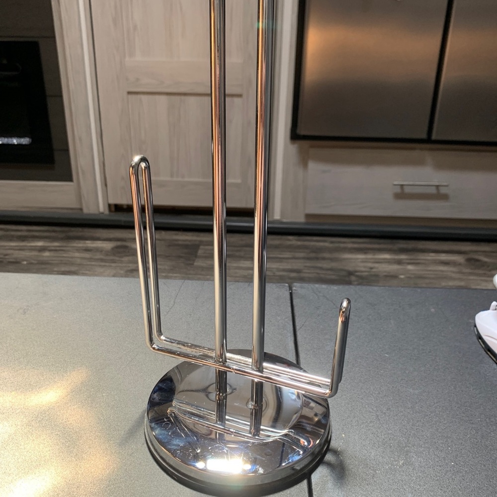 13.7 inch Chrome Paper Towel Holder with Non-Slip Base Dispenser Stand Freestand